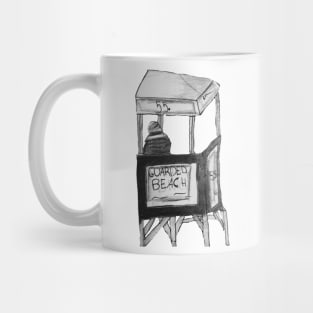 Black and white lifeguard stand Mug